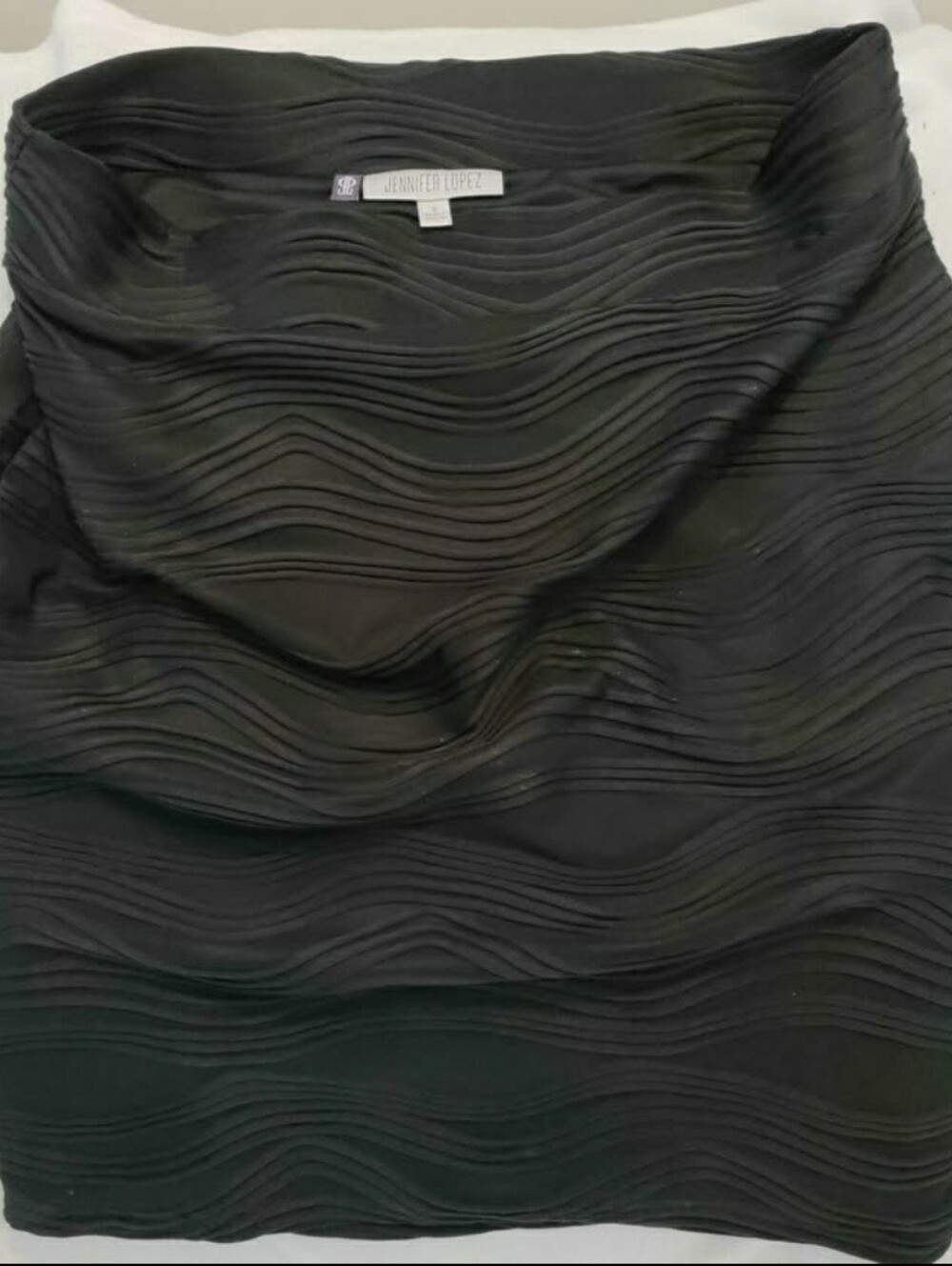 JLO Black Textured Wave Pencil Skirt